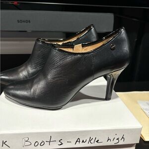 Calvin Klein black 2inch high heel boots leather